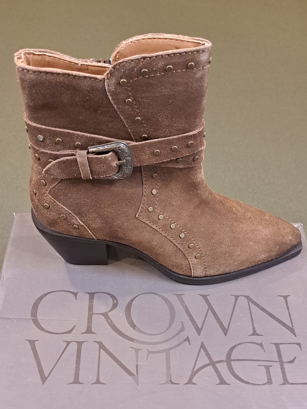Crown Vintage Kilon Western Bootie - Color: Distressed Brown - Size: 8.5